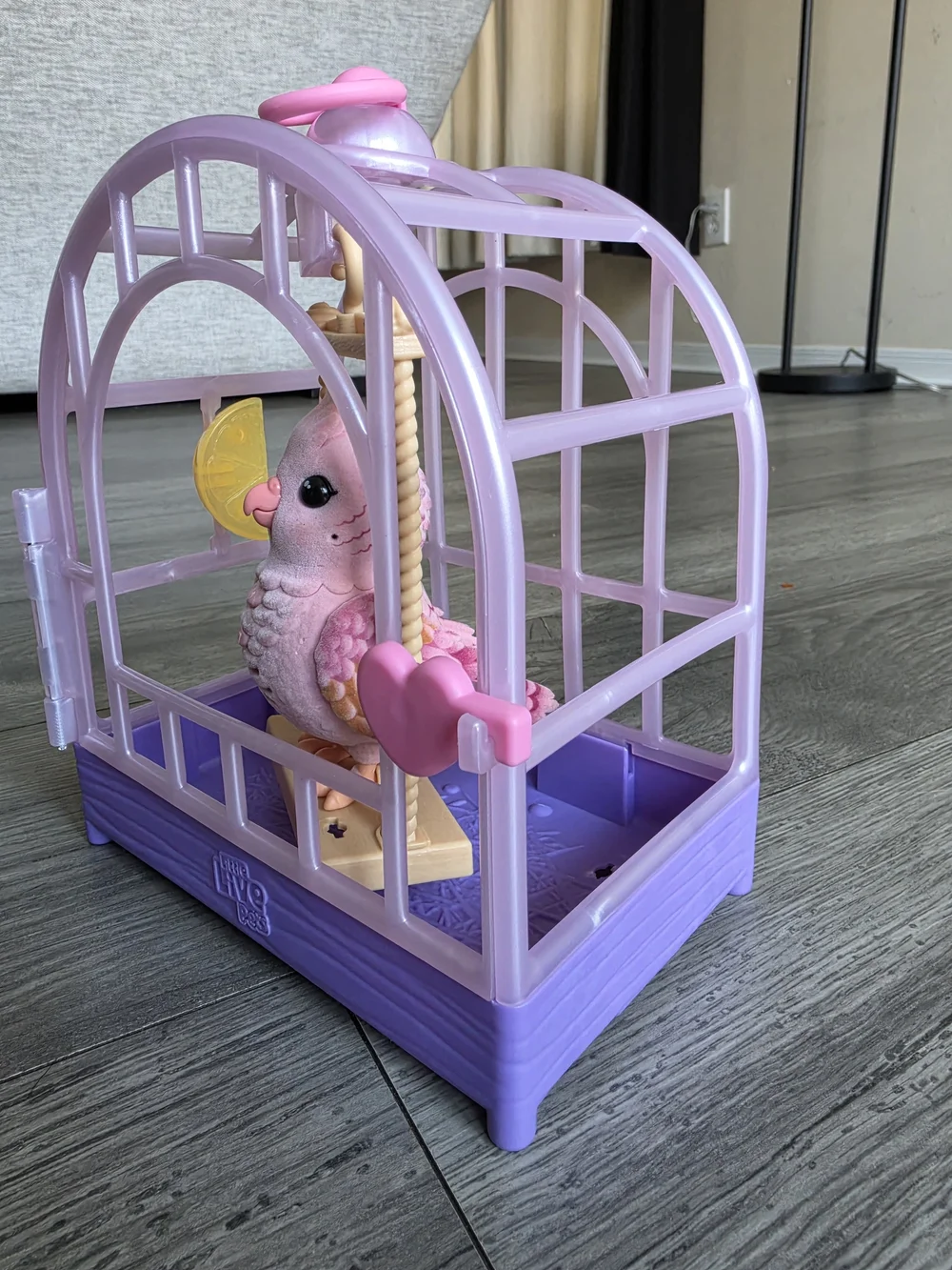Pink Bird in Purple Play Cage